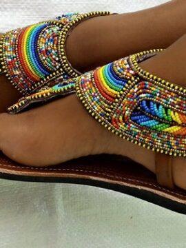 Ruoyz Beaded gradiator sandals