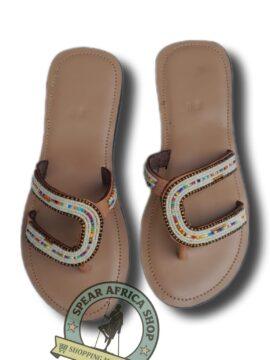 Mach Leather Sandals with colorful beadwork